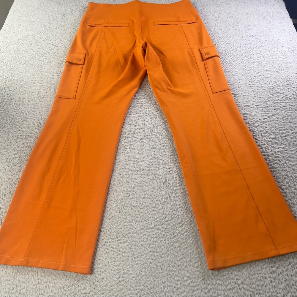Athleta Delancey Straight Cargo Pants Women Large Orange Pull On Athletic Preppy - Picture 2 of 9